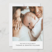 Simple Modern Script Copy Photo Birth Announcement Kaart (Achterkant)