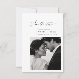 Simple Modern Script Elegant Photo Wedding Save The Date