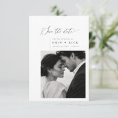 Simple Modern Script Elegant Photo Wedding Save The Date (Staand voorkant)