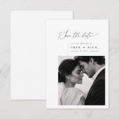 Simple Modern Script Elegant Photo Wedding Save The Date (Voorkant / Achterkant)