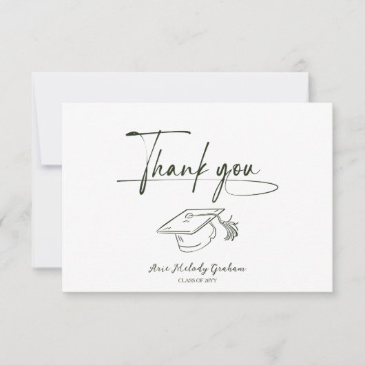 Simple Modern Script Graduation Bedankkaart (Voorkant)