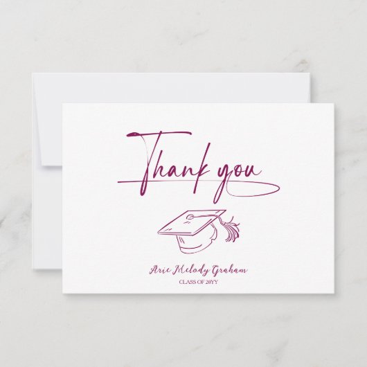 Simple Modern Script Graduation Bedankkaart (Voorkant)