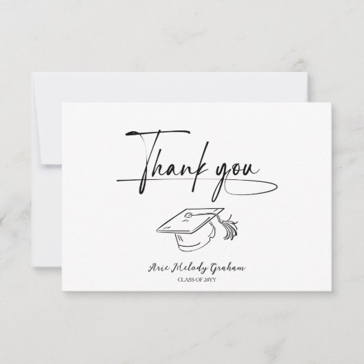 Simple Modern Script Graduation Bedankkaart (Voorkant)