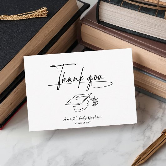 Simple Modern Script Graduation Bedankkaart
