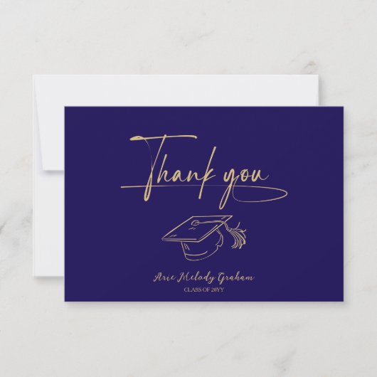 Simple Modern Script Graduation Thank You Card Bedankkaart (Voorkant)
