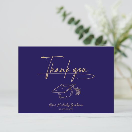 Simple Modern Script Graduation Thank You Card Bedankkaart (Staand voorkant)