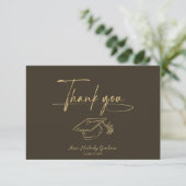 Simple Modern Script Graduation Thank You Card Bedankkaart (Staand voorkant)