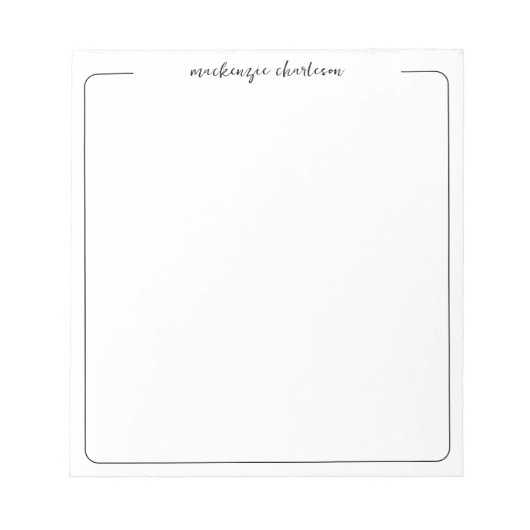Simple Modern Script Personalized Name Notepad Notitieblok (Voorkant)