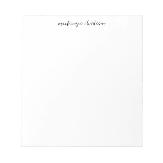 Simple Modern Script Personalized Name Notitieblok (Voorkant)