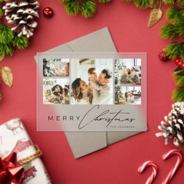 Simple Modern Script Photo Collage Christmas Card Acryl Uitnodigingen