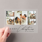 Simple Modern Script Photo Collage Christmas Card Acryl Uitnodigingen (Insitu (Draagbaar))
