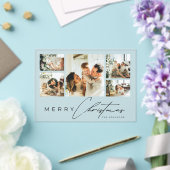 Simple Modern Script Photo Collage Christmas Card Acryl Uitnodigingen (Insitu (Huwelijk))