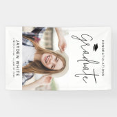 Simple Modern Script Photo Graduparty Spandoek (Horizontaal)