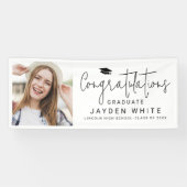 Simple Modern Script Photo Graduparty Spandoek (Horizontaal)