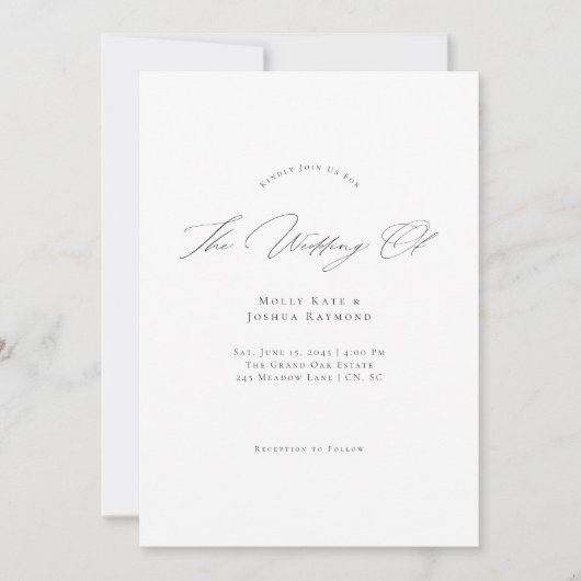 Simple Modern Script Wedding Invitation Kaart (Voorkant)
