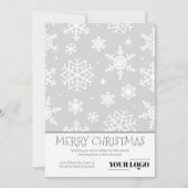 Simple Modern Silver Grey kerstsnowflake Logo Feestdagenkaart (Voorkant)