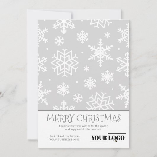 Simple Modern Silver Grey kerstsnowflake Logo Feestdagenkaart (Voorkant)