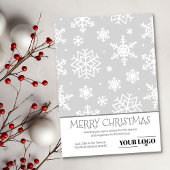 Simple Modern Silver Grey kerstsnowflake Logo Feestdagenkaart