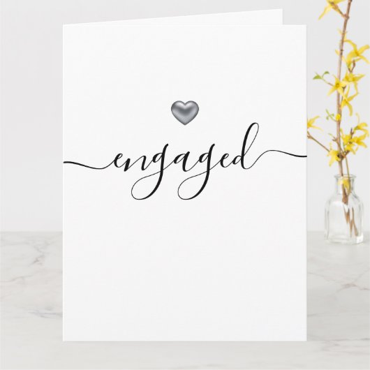 Simple Modern Silver Heart White ingeschakeld Kaart (Gele Bloem)