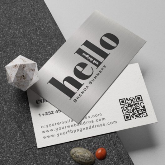 Simple Modern Silver & White Background  Visitekaartje