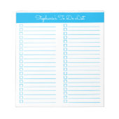Simple Modern Sky Blue Two Column Checklist Notitieblok (Voorkant)