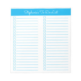 Simple Modern Sky Blue Two Column Checklist Notitieblok