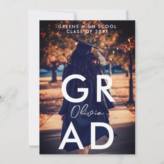 Simple Modern Stylish Burgundy Afstuderen Foto Aankondiging (Voorkant)