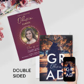 Simple Modern Stylish Burgundy Afstuderen Foto Aankondiging