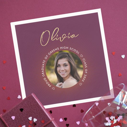 Simple Modern Stylish Burgundy Afstuderen Foto Servet