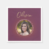 Simple Modern Stylish Burgundy Afstuderen Foto Servet (Voorkant)