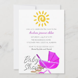 Simple Modern Sunshine Roze Baby shower Kaart