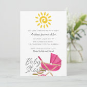 Simple Modern Sunshine Roze Baby shower Kaart (Staand voorkant)