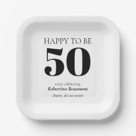 Simple Modern Surprise 50th Birthday Party Papieren Bordje