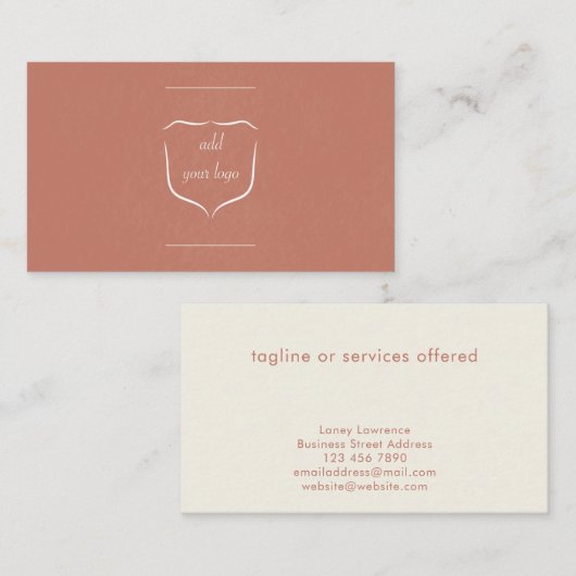 Simple Modern Terracotta Add Logo Professional Visitekaartje (Voorkant / Achterkant)