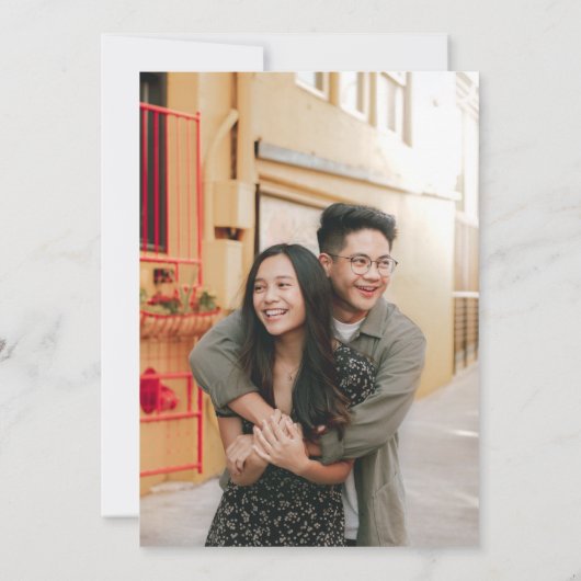 Simple Modern Terracotta Roos Script Weduwschap Save The Date (Achterkant)