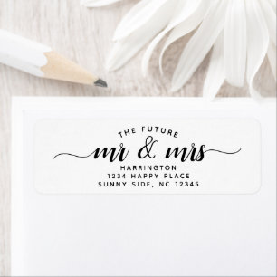 Simple Modern The Future Mr & Mrs Wedding Script Etiket