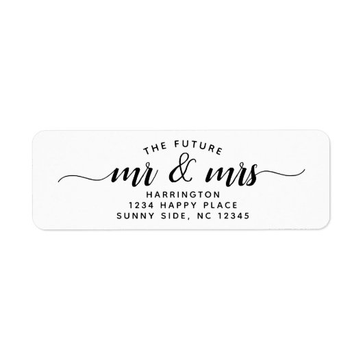 Simple Modern The Future Mr & Mrs Wedding Script Etiket (Voorkant)