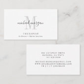 Simple Modern Therapist Script Monogram Visitekaartje (Voorkant / Achterkant)