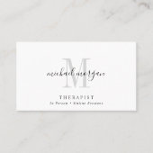 Simple Modern Therapist Script Monogram Visitekaartje (Voorkant)