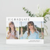 Simple Modern Two Photo Graduation Party Kaart (Staand voorkant)