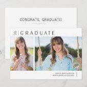 Simple Modern Two Photo Graduation Party Kaart (Voorkant / Achterkant)