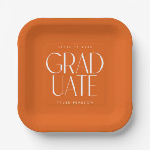 Simple Modern Type Oranje Graduation Party Papieren Bordje