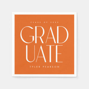 Simple Modern Type Oranje Graduation Party Servet