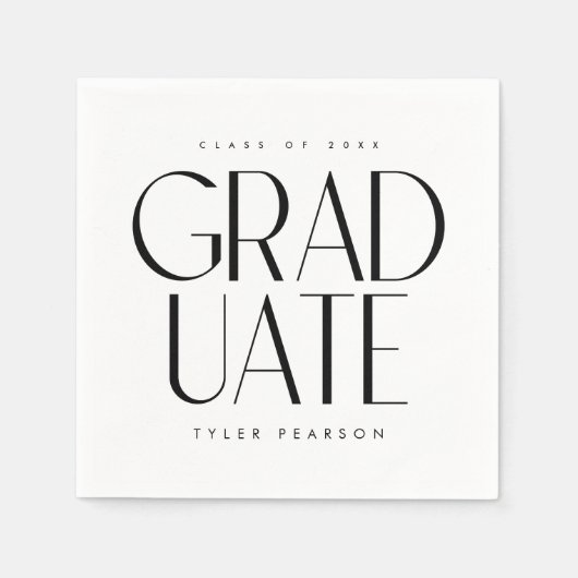 Simple Modern Type White Graduation Party Napkins Servet (Voorkant)