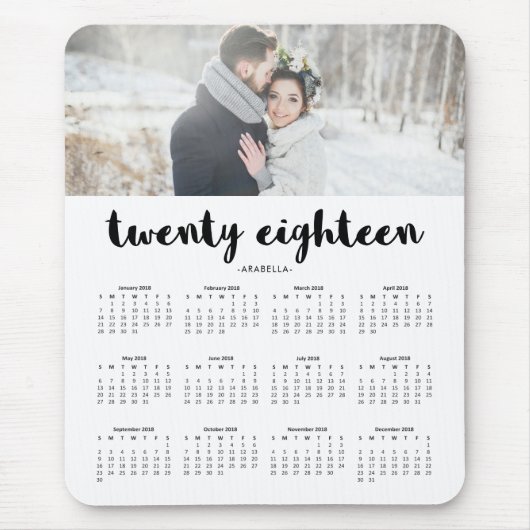 Simple Modern Typografie 2018 Photo Calendar Muismat (Voorkant)
