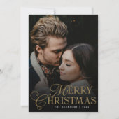 Simple Modern Typography 1 Photo Gold Christmas Feestdagenkaart (Voorkant)