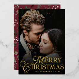 Simple Modern Typography 1 Photo Gold Christmas Folie Feestdagenkaart