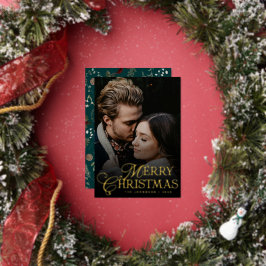 Simple Modern Typography 1 Photo Gold Christmas Folie Feestdagenkaart