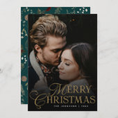 Simple Modern Typography 1 Photo Green Christmas Feestdagenkaart (Voorkant / Achterkant)