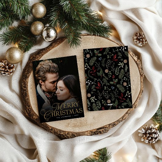 Simple Modern Typography 1 Photo Merry Christmas Feestdagenkaart